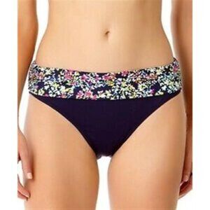 NWOT Anne Cole XS Navy Floral Foldover Bikini Bottom Bikini Bottom 125383